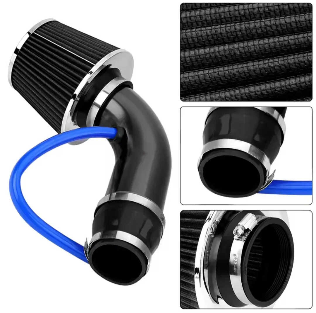 Intake De Aluminio Corto + Filtro Conico 3 Pulgadas Negro