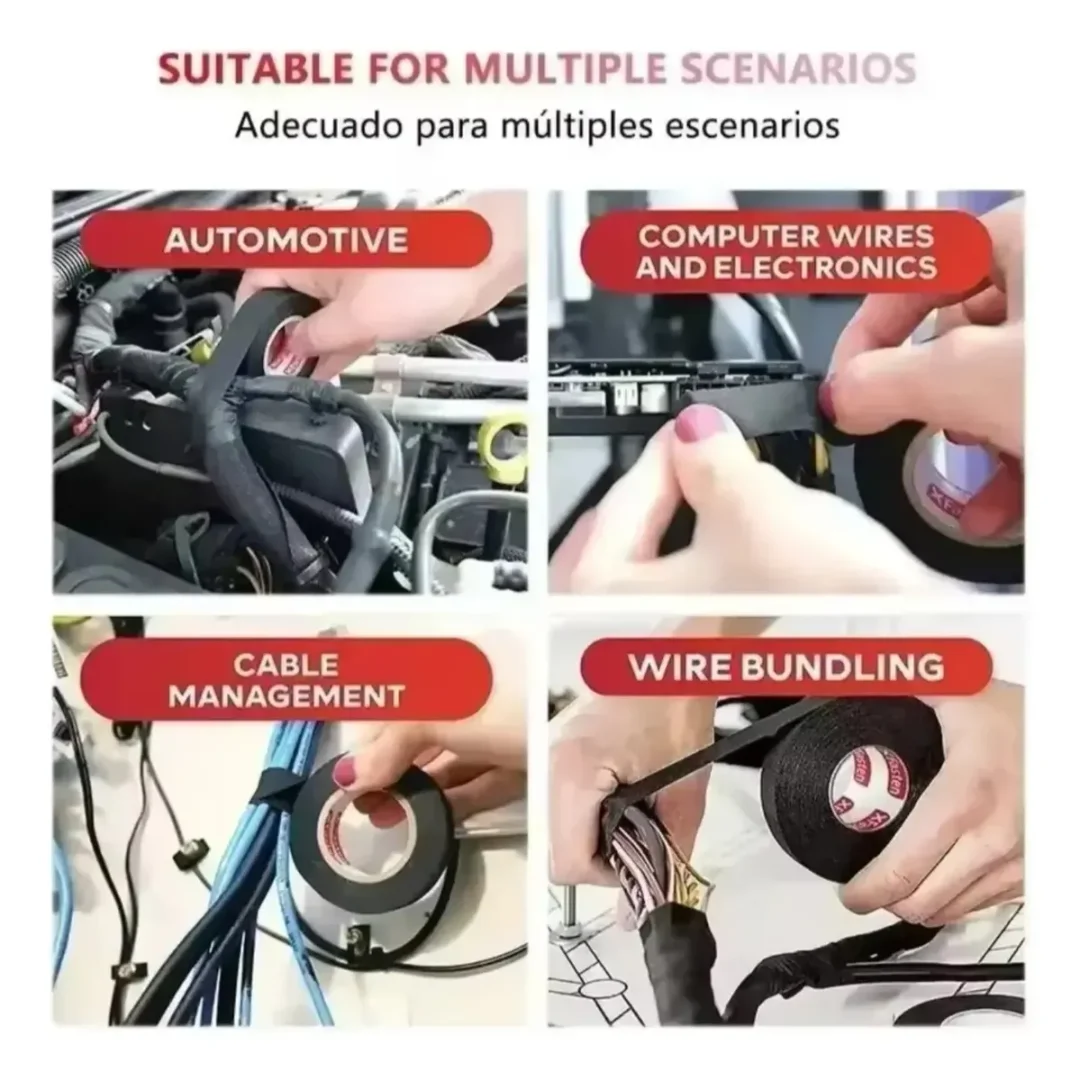 Teipe Eléctrico Aislante Automotriz Tela 25mm X 10mts · imagen 3