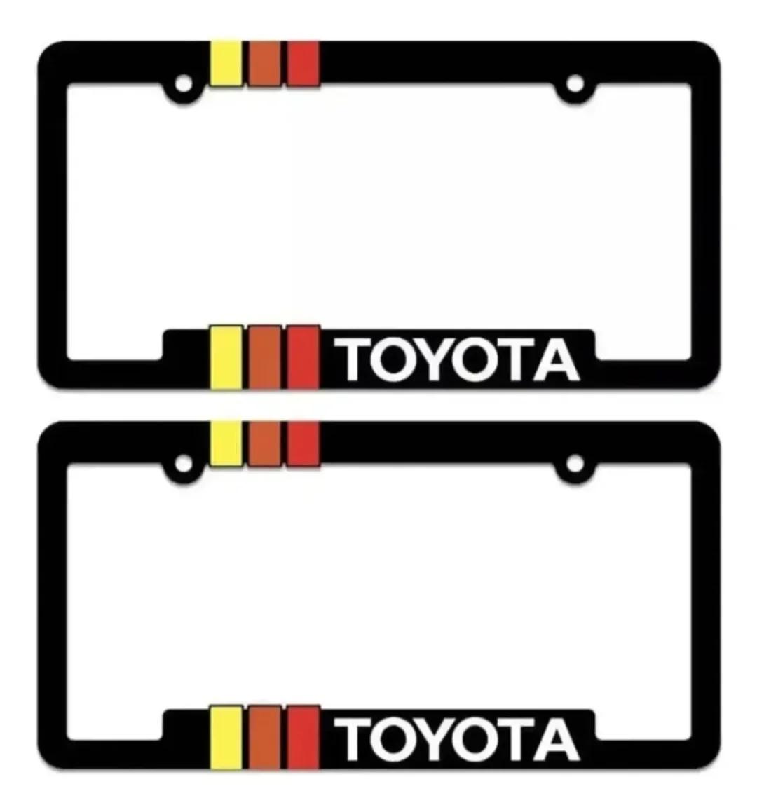 Par de Porta Placas Marco Toyota Tricolor Sin Tornillo