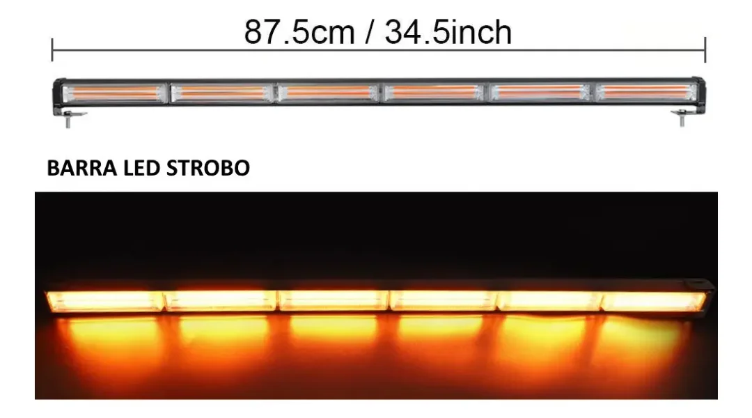 Barra Led Panorámica Strobo Emergencia Amarillo 6 Tacos 88.7cm Ambar · imagen 3