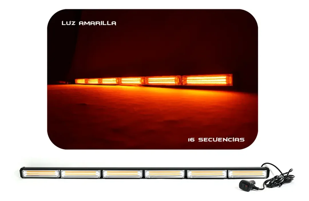 Barra Led Panorámica Strobo Emergencia Amarillo 6 Tacos 88.7cm Ambar · imagen 4