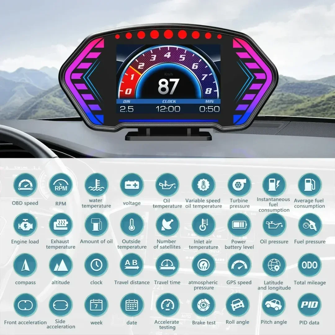 Pantalla P3 Tablero Digital Obd2 Velocímetro Rpm Universal · imagen 2