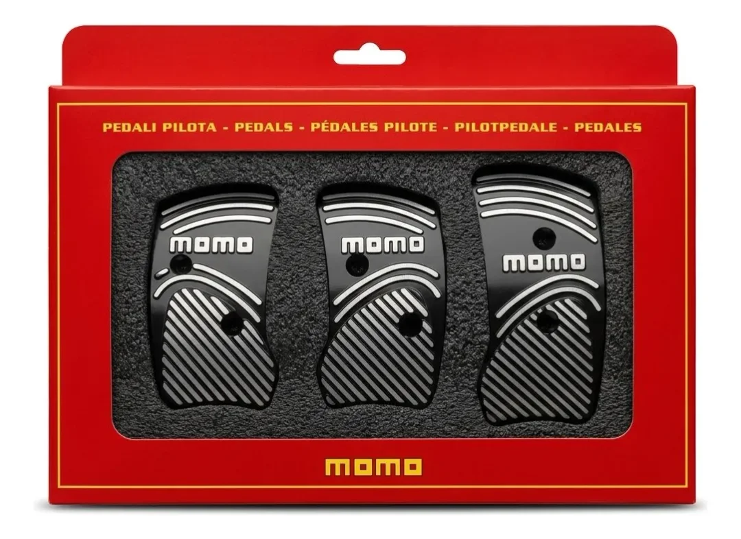 Cubre Pedales De Aluminio Para Carro Sincrónico Momo Negro + Plateado