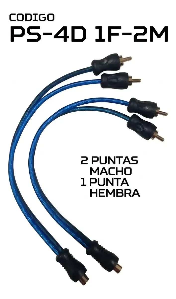 Par De Cables Y 2 Machos 1 Hembra Rca Para Sonido Audio Car