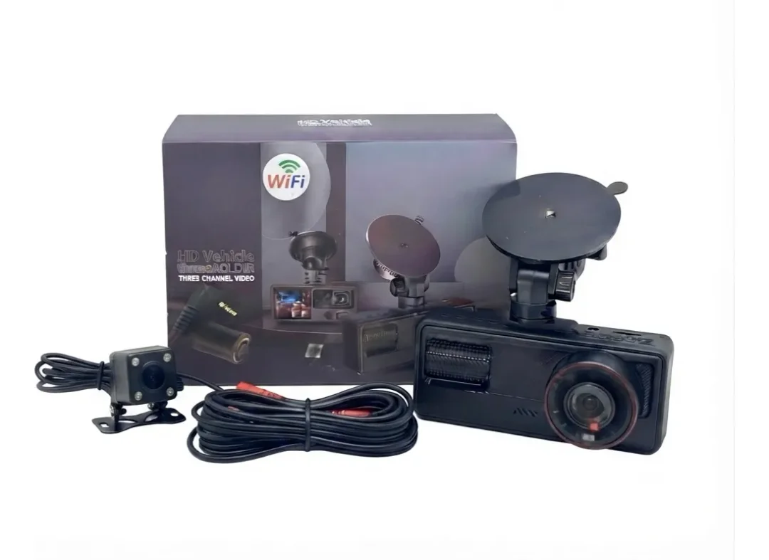 Dvr Camara Para Carro 3 Camaras Wifi Frente Interior Reversa