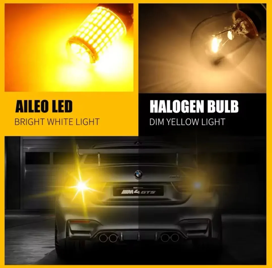 Bombillos Led 7440 Un Contacto Retroceso Cruces Carro 12v Ambar · imagen 2