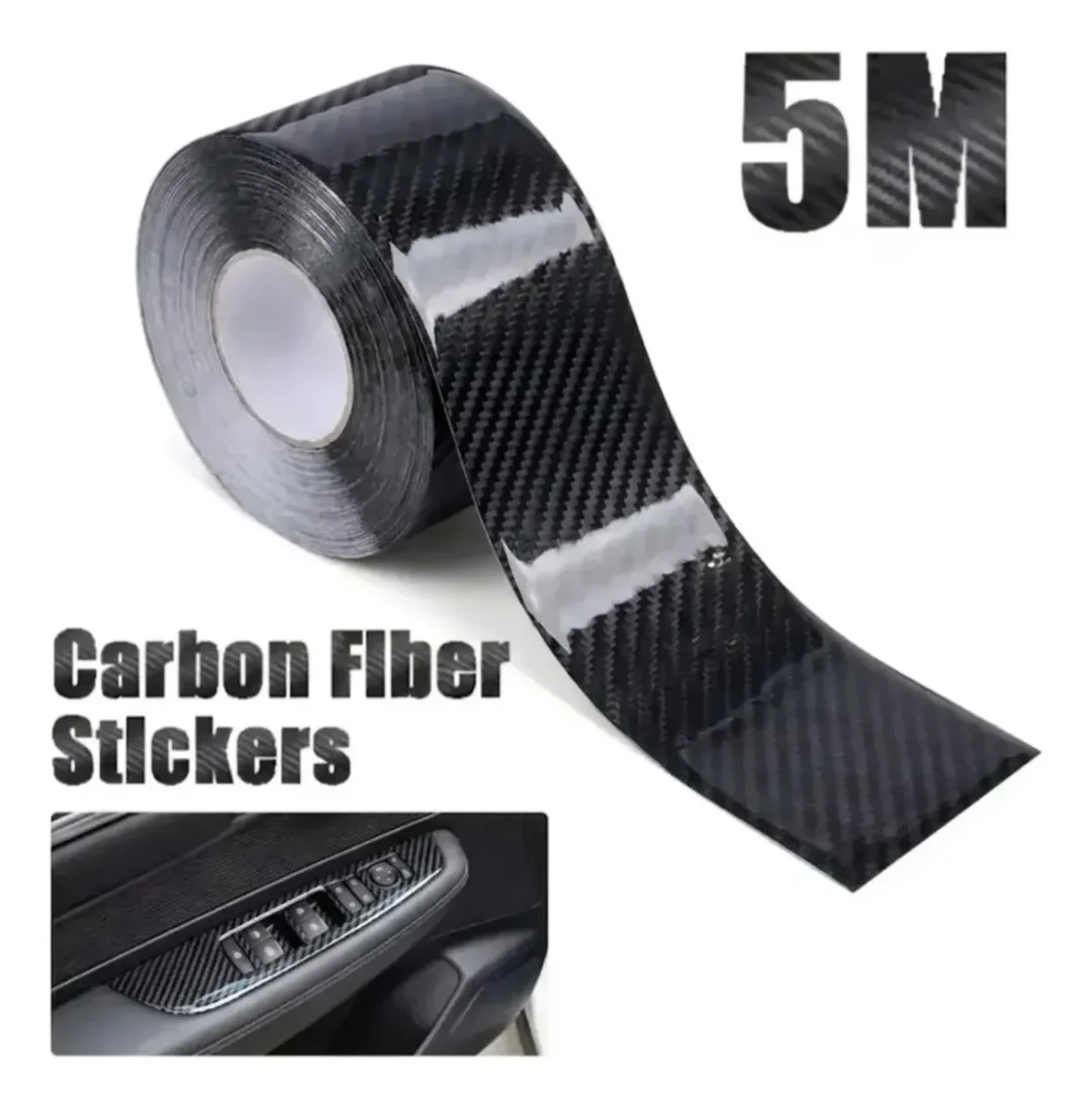 Cinta Adhesiva Vinil 5d Fibra De Carbono Brillante 10cm X 5m