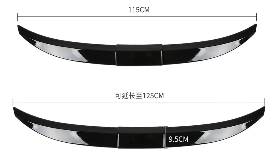 Spoiler Sedan Universal 3 pzas 115cm-125cm negro brillante · imagen 2
