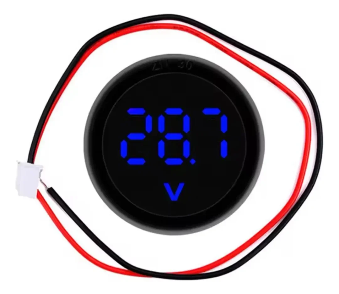 Voltimetro Digital Redondo Display Universal Carro 12v 24v Azul