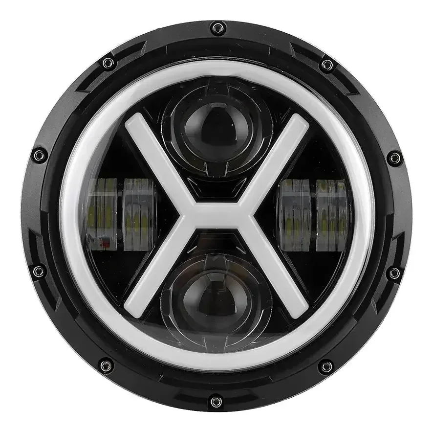 Faros Led 7 Pulgadas H4 Redondo Ojo De Angel Par · imagen 4