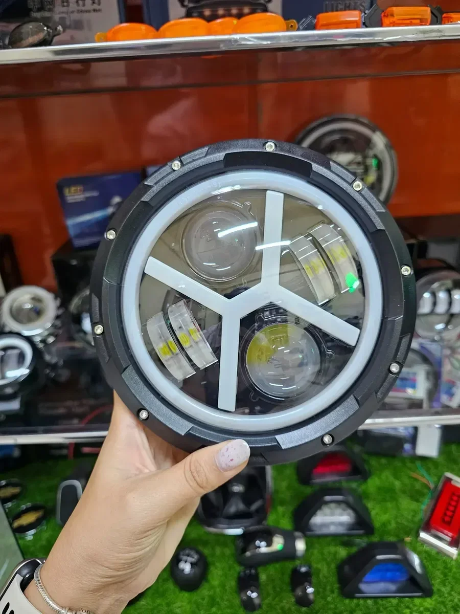Faros Led 7 Pulgadas H4 Redondo Ojo De Angel Par · imagen 3