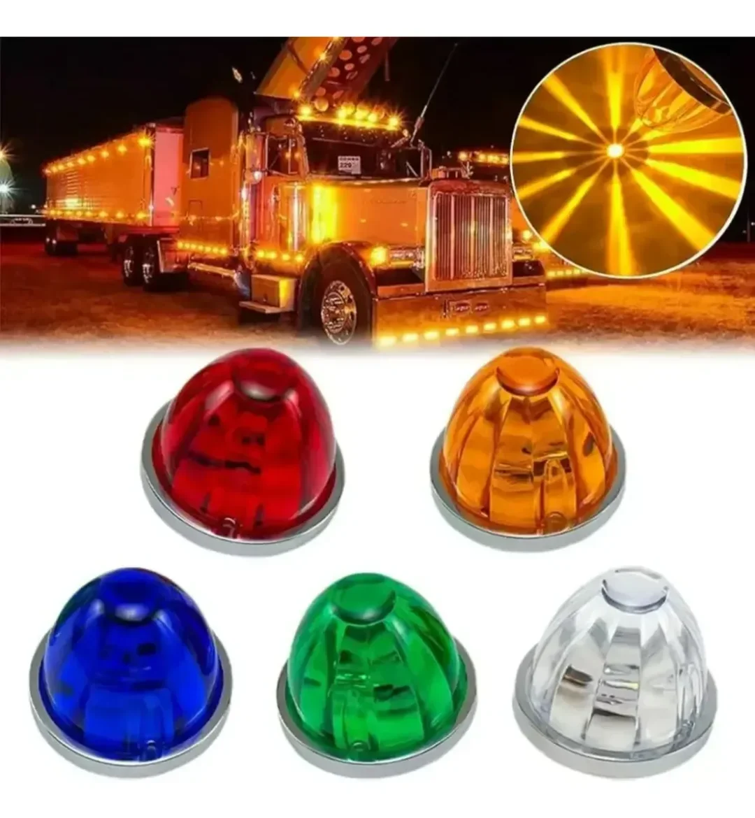 Luces Led Para Camiones Watermelon 12v 24v (unidad) Ambar · imagen 2