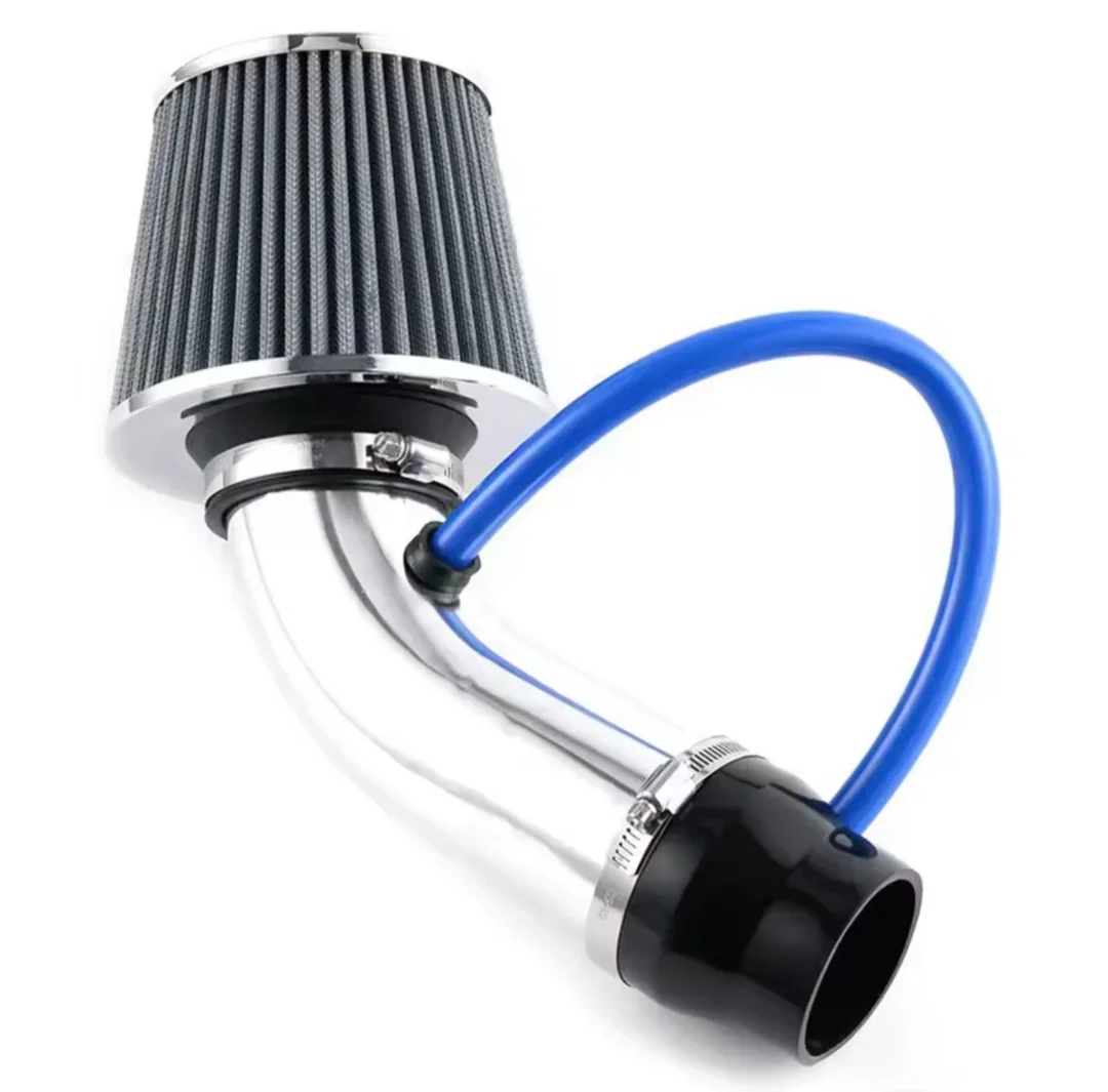 Intake De Aluminio Corto + Filtro Conico 3 Pulgadas Plateado