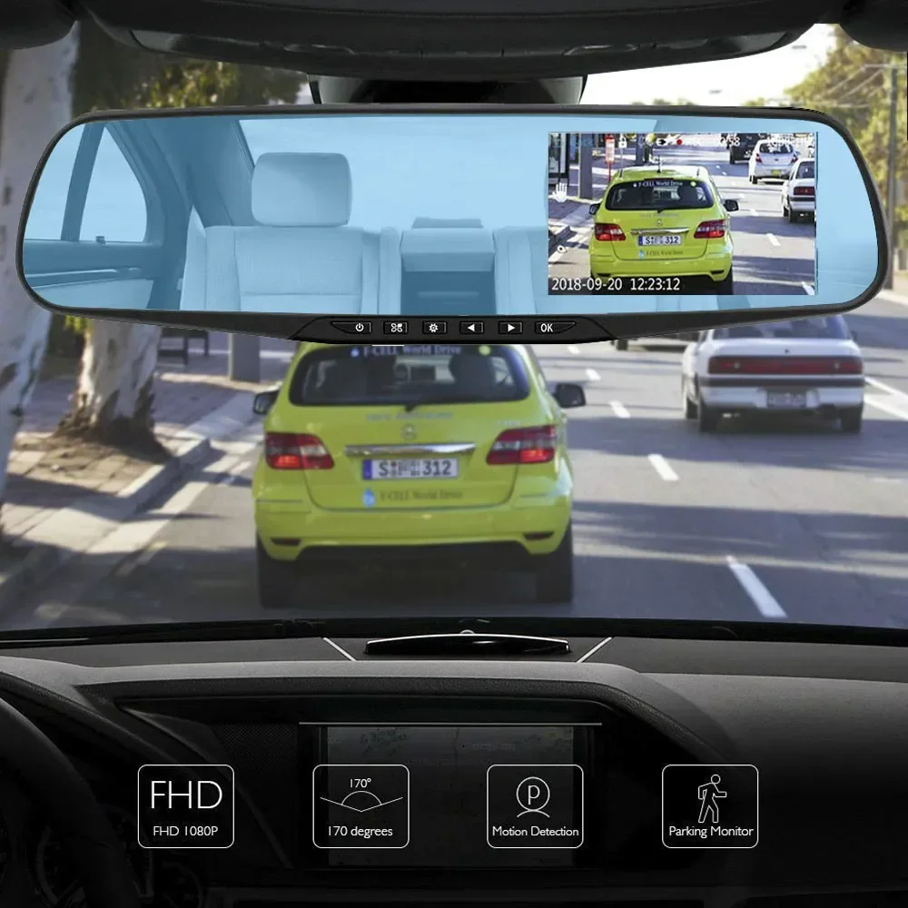 Espejo Retrovisor Con Cámara Dual Grabadora Universal · imagen 4