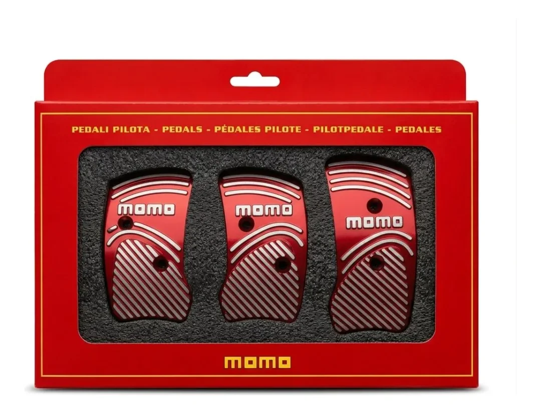 Cubre Pedales De Aluminio Para Carro Sincrónico Momo Rojo + Plateado