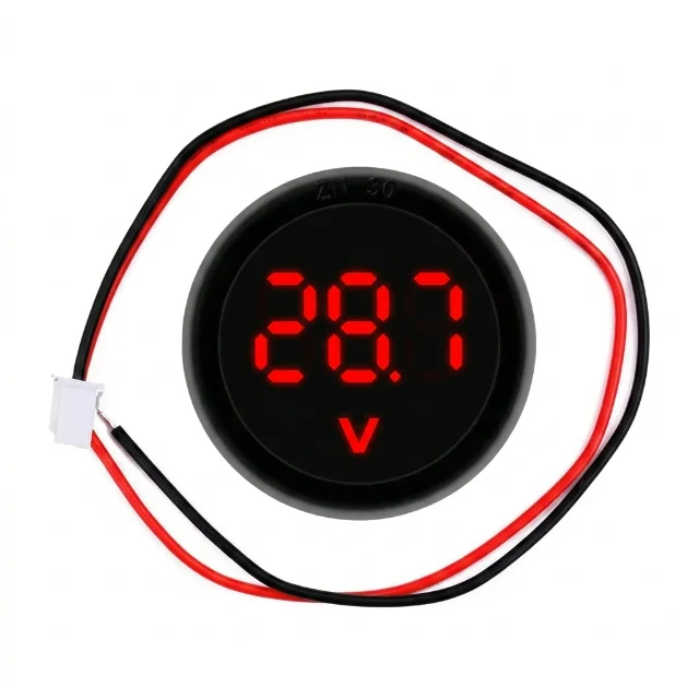 Voltimetro Digital Redondo Display Universal Carro 12v 24v Rojo