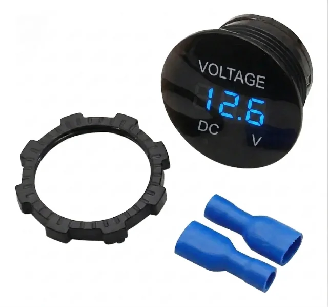 Voltimetro Digital Redondo Empotrable 12v/24v 1 und - Azul