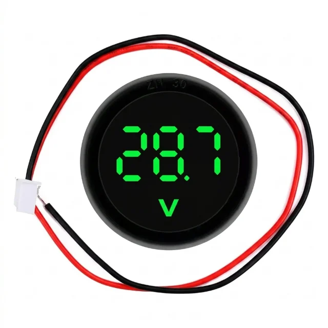Voltimetro Digital Redondo Display Universal Carro 12v 24v Verde