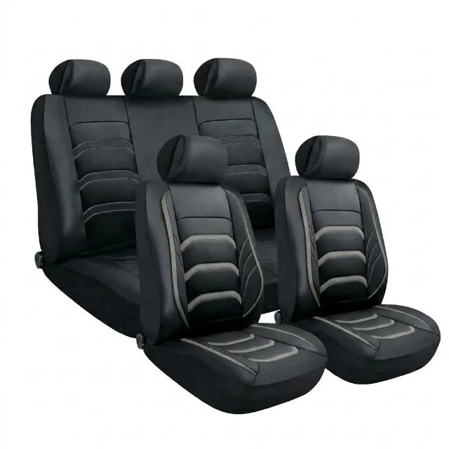 Forros de asiento semi cuero negro/gris 9 pzas universal SC-24157