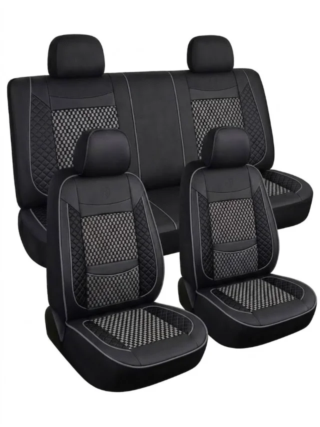 Forros de asiento cuero sintético premium negro con gris SL 12 pzas universal